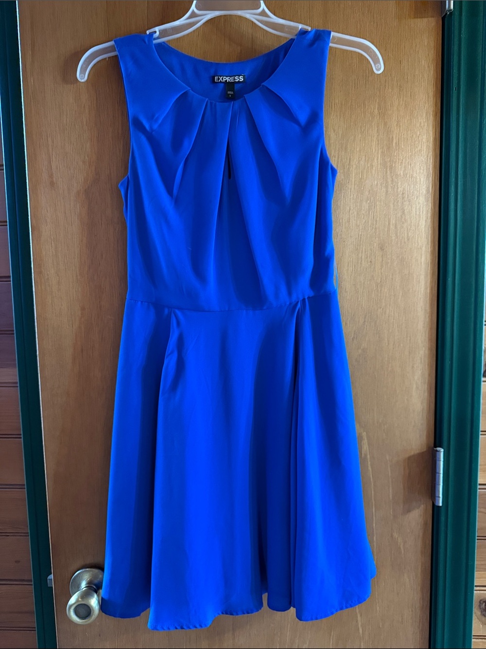 Express Cobalt Blue Sleeveless Fit-and-Flare Dress
